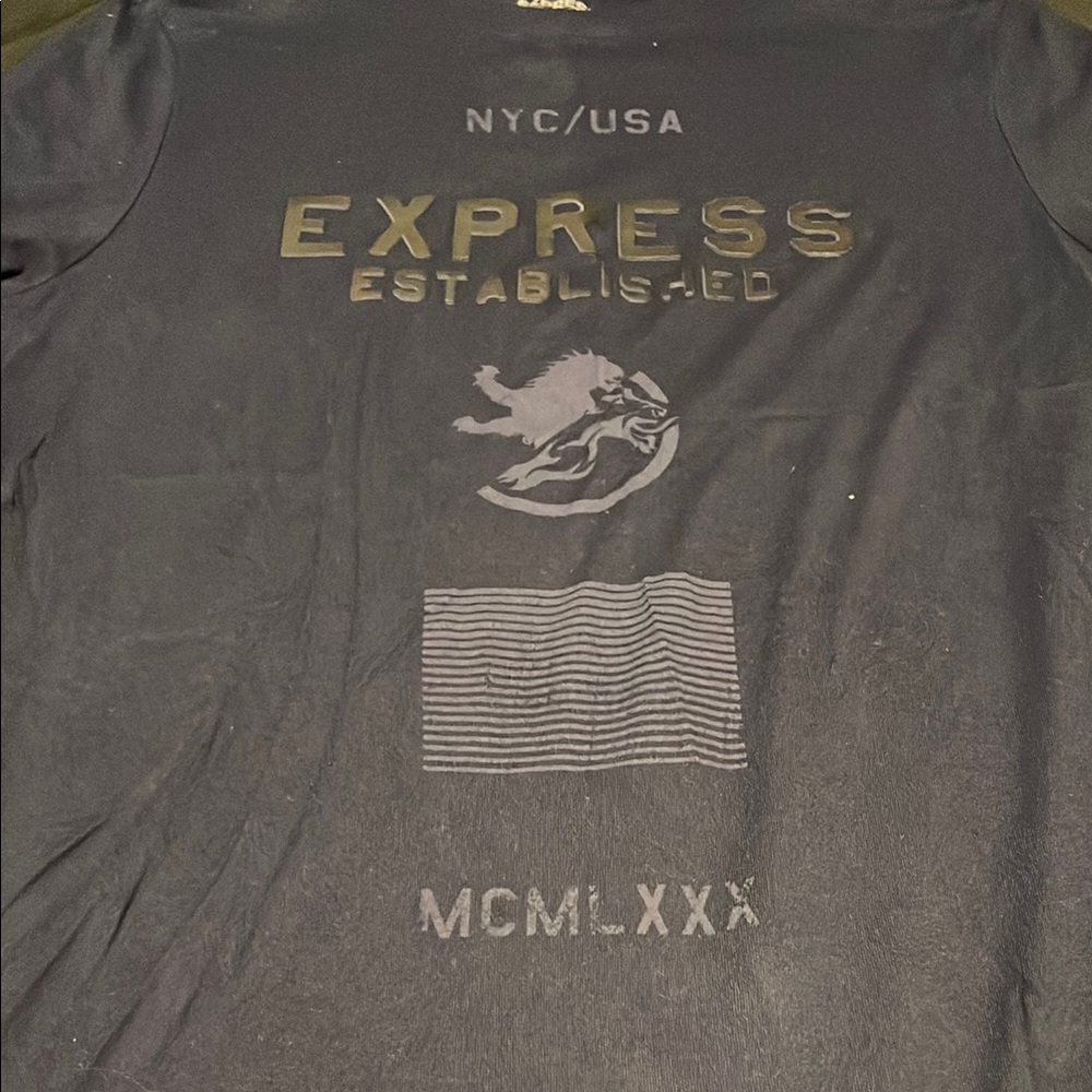 Express Black Long Sleeve Tee with Graphic Design